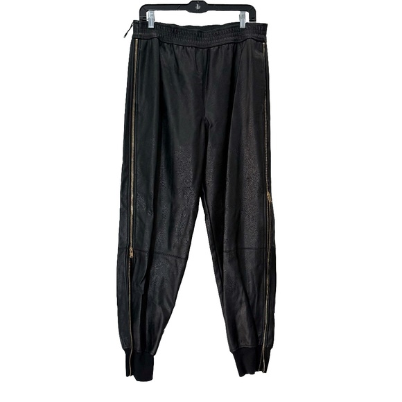 NWT $1175 Stella McCartney Skin Free Black Faux Leather Zip Jogger Pant 8/44 - Picture 1 of 14